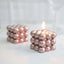 2-Pack Decorative Paraffin Wax Candles Bubble Cube Design Metallic Rose Gold - Unscented Long Burning Pillar Candle Set 2"