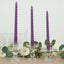 12-Pack Taper Candles Spiral Long Burn Wick Design Purple - Premium Unscented Wax Dinner Candle Sticks 11"