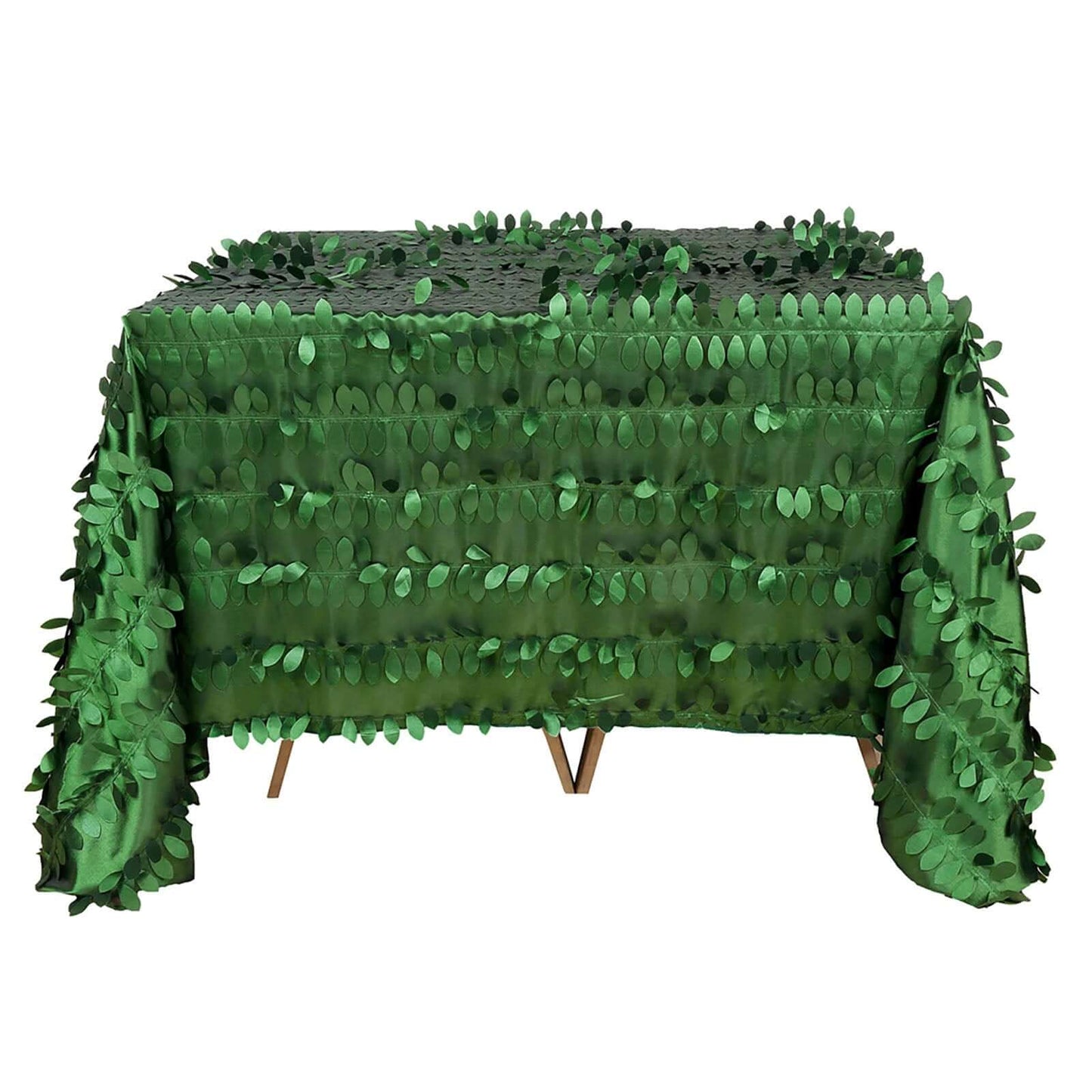 Taffeta 90"x90" Table Overlay Square Tablecloth Green - Leaf Petal Design for Stylish Celebrations