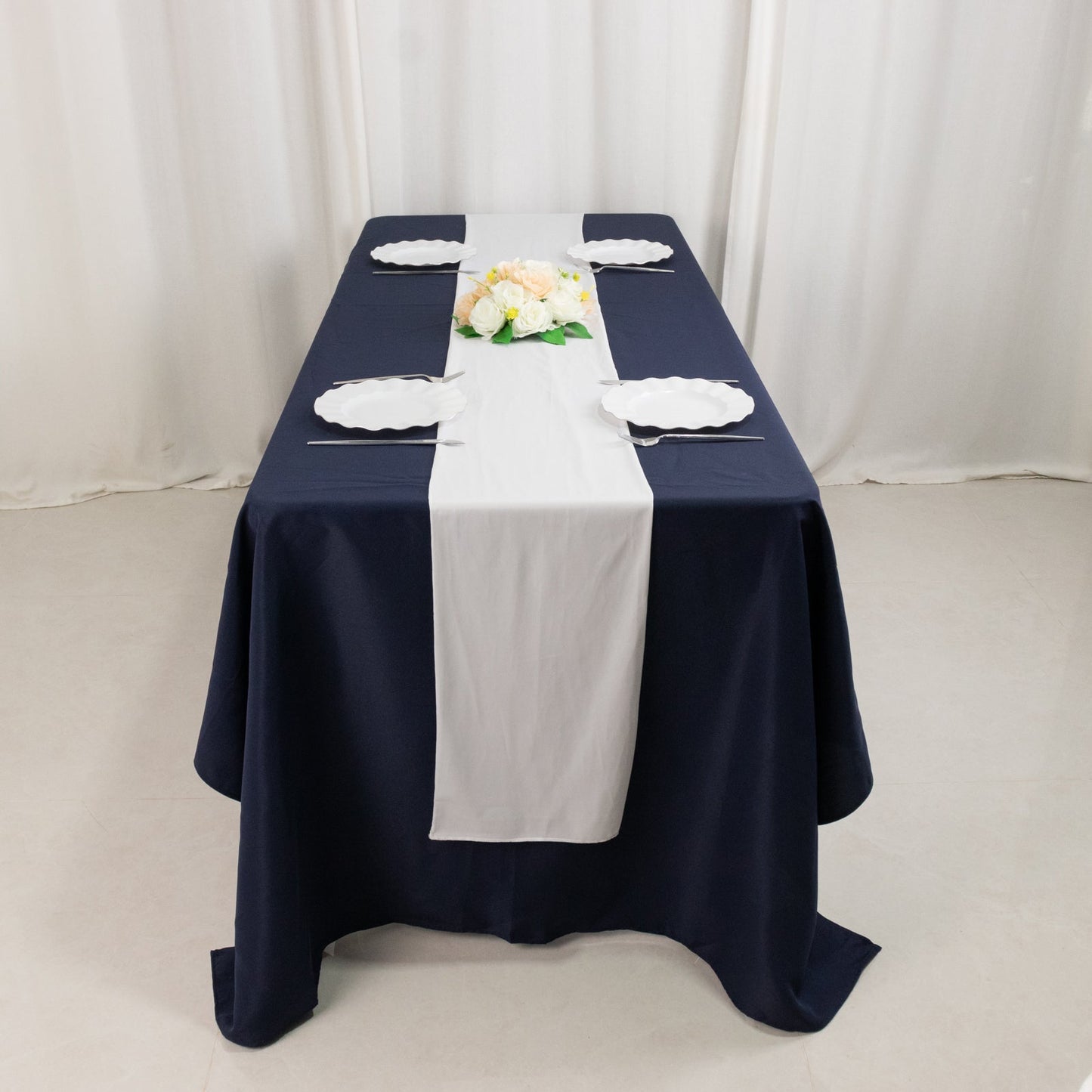 Scuba Polyester 12"x108" Table Runner White - Wrinkle-Free Table Linen for Events & Weddings