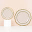 10-Pack Plastic 8" Round Dessert Plates in Taupe with Gold Scalloped Rim - Disposable Appetizer/Salad Plates