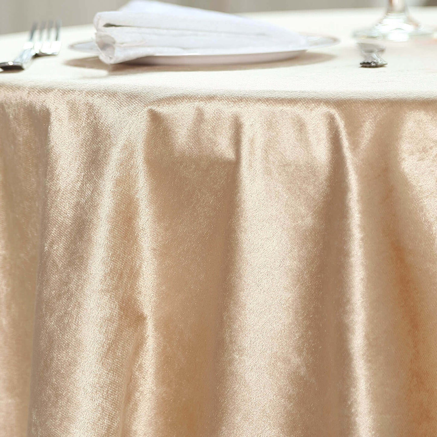 Velvet 72"x72" Table Overlay Square Tablecloth Champagne - Premium Soft Finish Table Topper - Linen Luxes