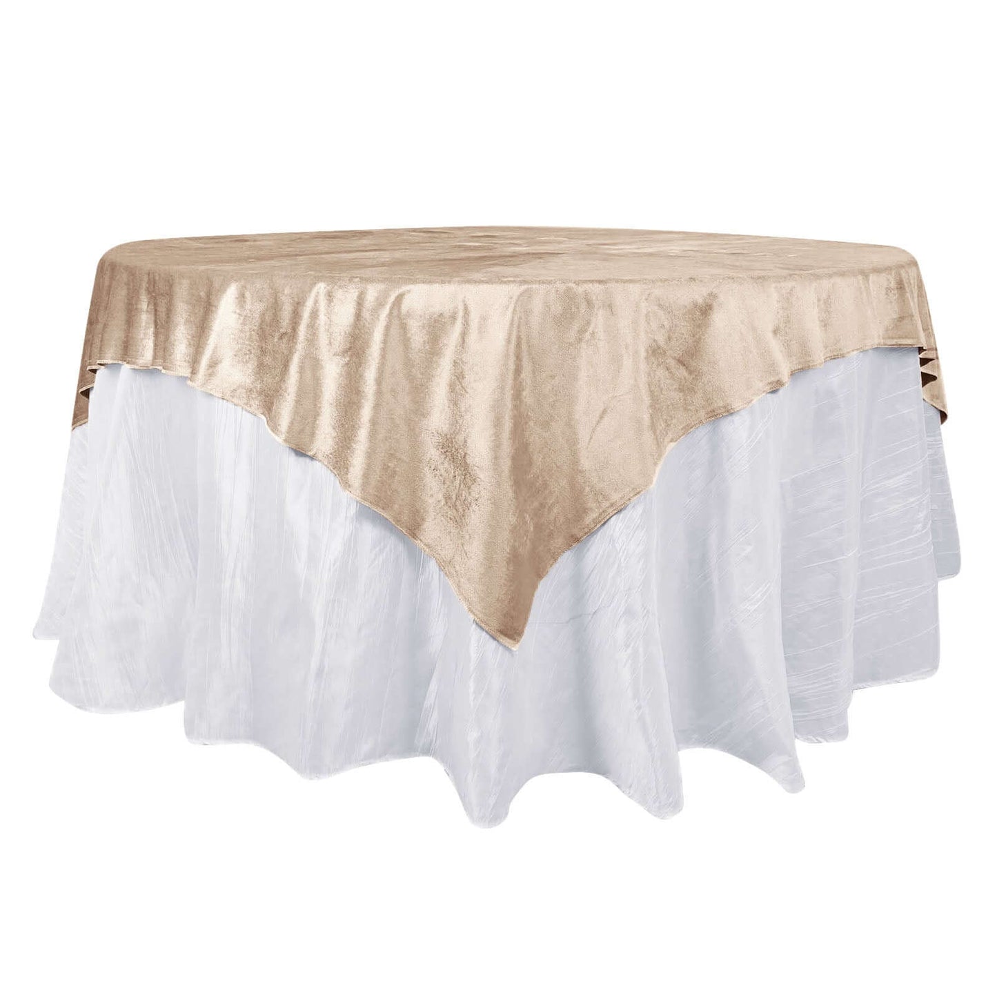 Velvet 72"x72" Table Overlay Square Tablecloth Champagne - Premium Soft Finish Table Topper - Linen Luxes