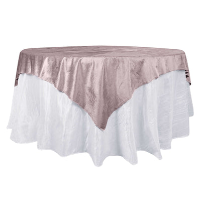 Velvet 72"x72" Table Overlay Square Tablecloth Mauve - Premium Soft Finish Table Topper - Linen Luxes