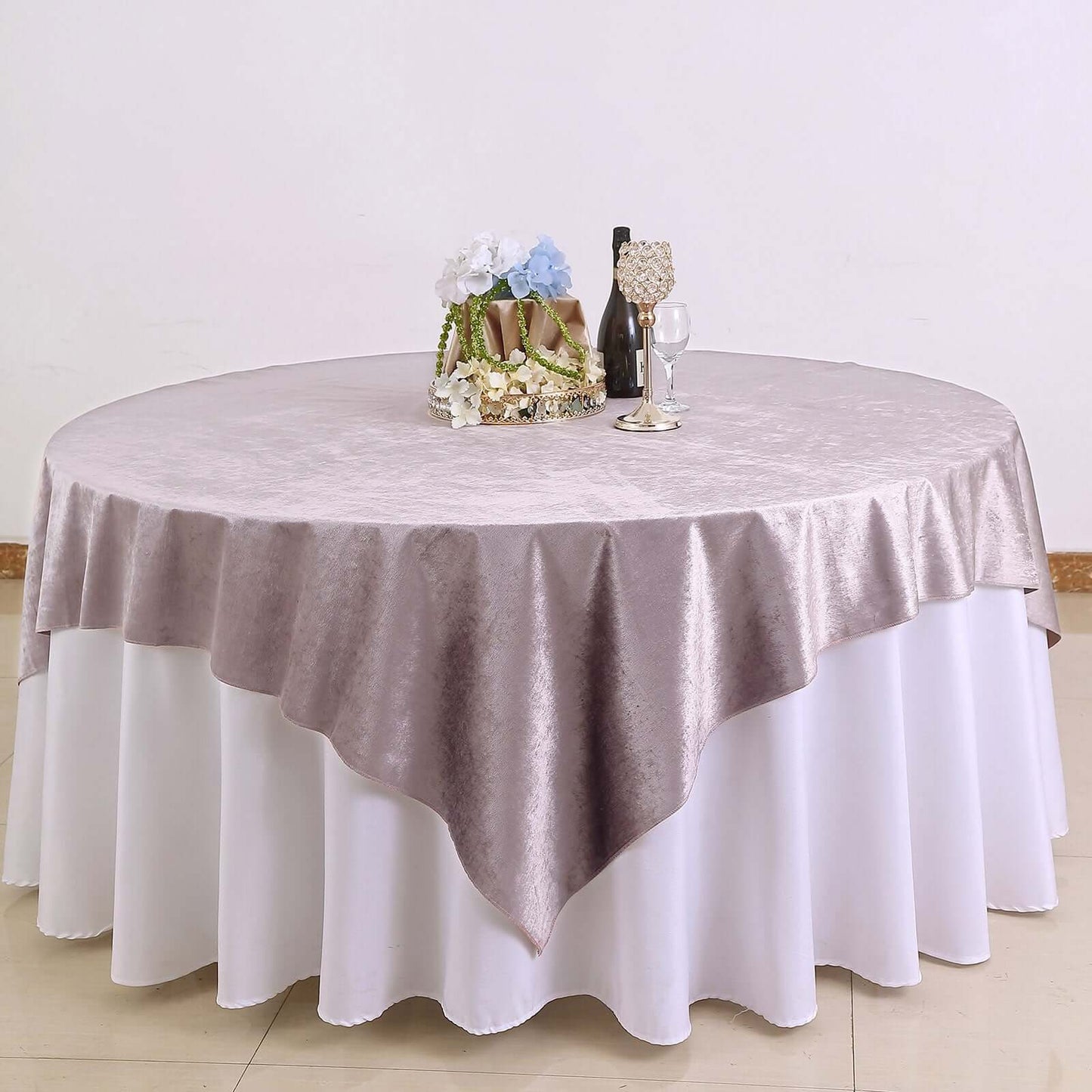 Velvet 72"x72" Table Overlay Square Tablecloth Mauve - Premium Soft Finish Table Topper - Linen Luxes