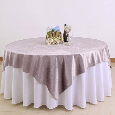 Velvet 72"x72" Table Overlay Square Tablecloth Mauve - Premium Soft Finish Table Topper - Linen Luxes