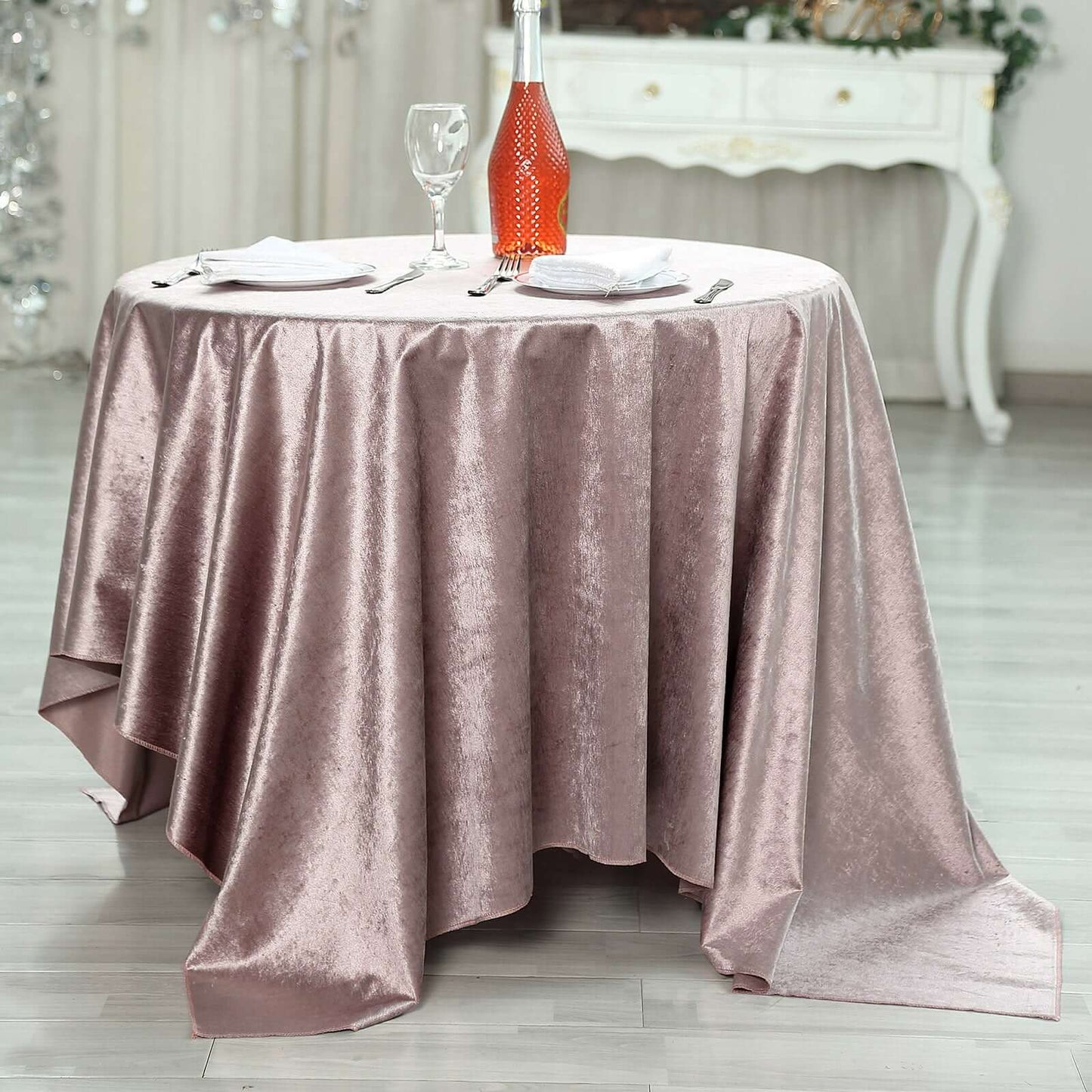 Velvet 72"x72" Table Overlay Square Tablecloth Mauve - Premium Soft Finish Table Topper - Linen Luxes