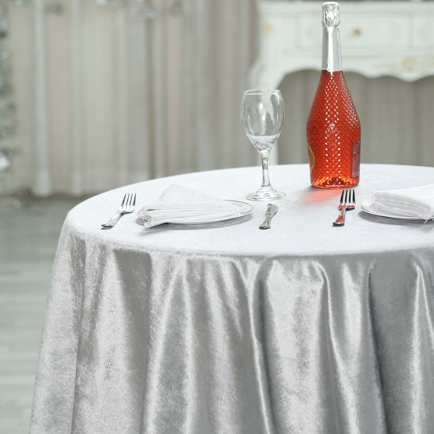 Velvet 72"x72" Table Overlay Square Tablecloth Silver - Premium Soft Finish for Sophisticated Celebrations - Linen Luxes