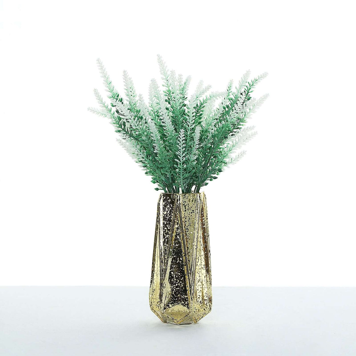 4 Bushes 14" Green White Artificial Lavender Flower Plant Stems Greenery