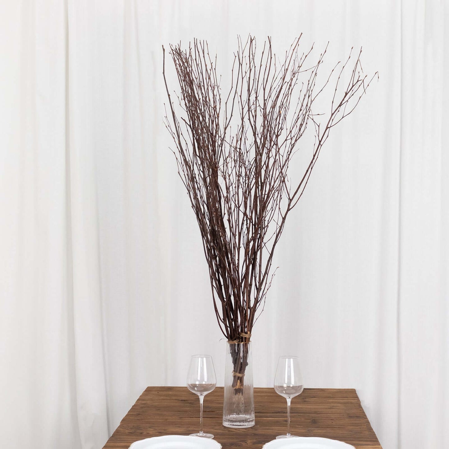 6-Pack Natural Birch Tree Branches 46" Natural - Versatile Extra Long Decorative Dried Willow Twigs Sticks for Vase Centerpiece Wedding Decor