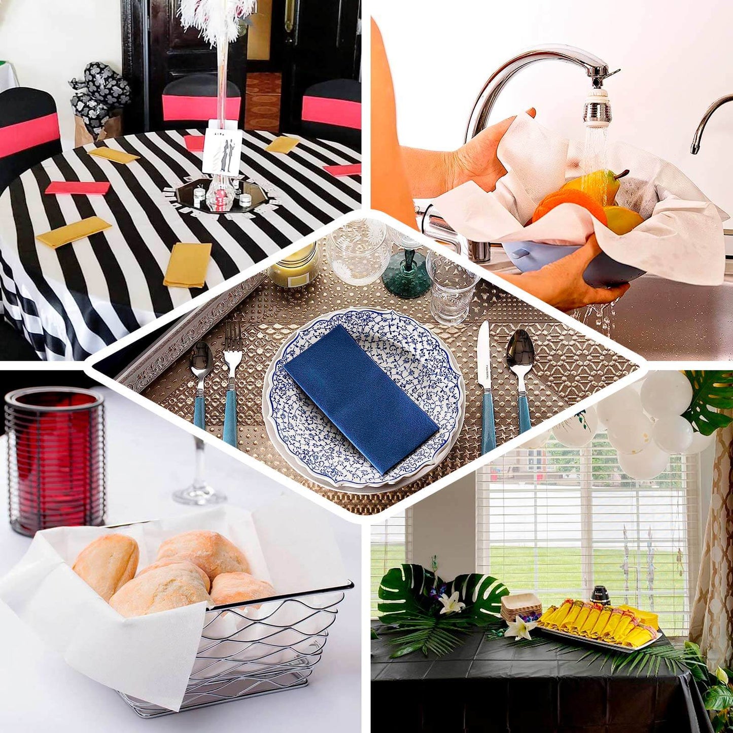 20 Pack Linen-Like Paper 8.5"x4" Napkins Black - Highly Absorbent & Disposable Airlaid Guest Towels