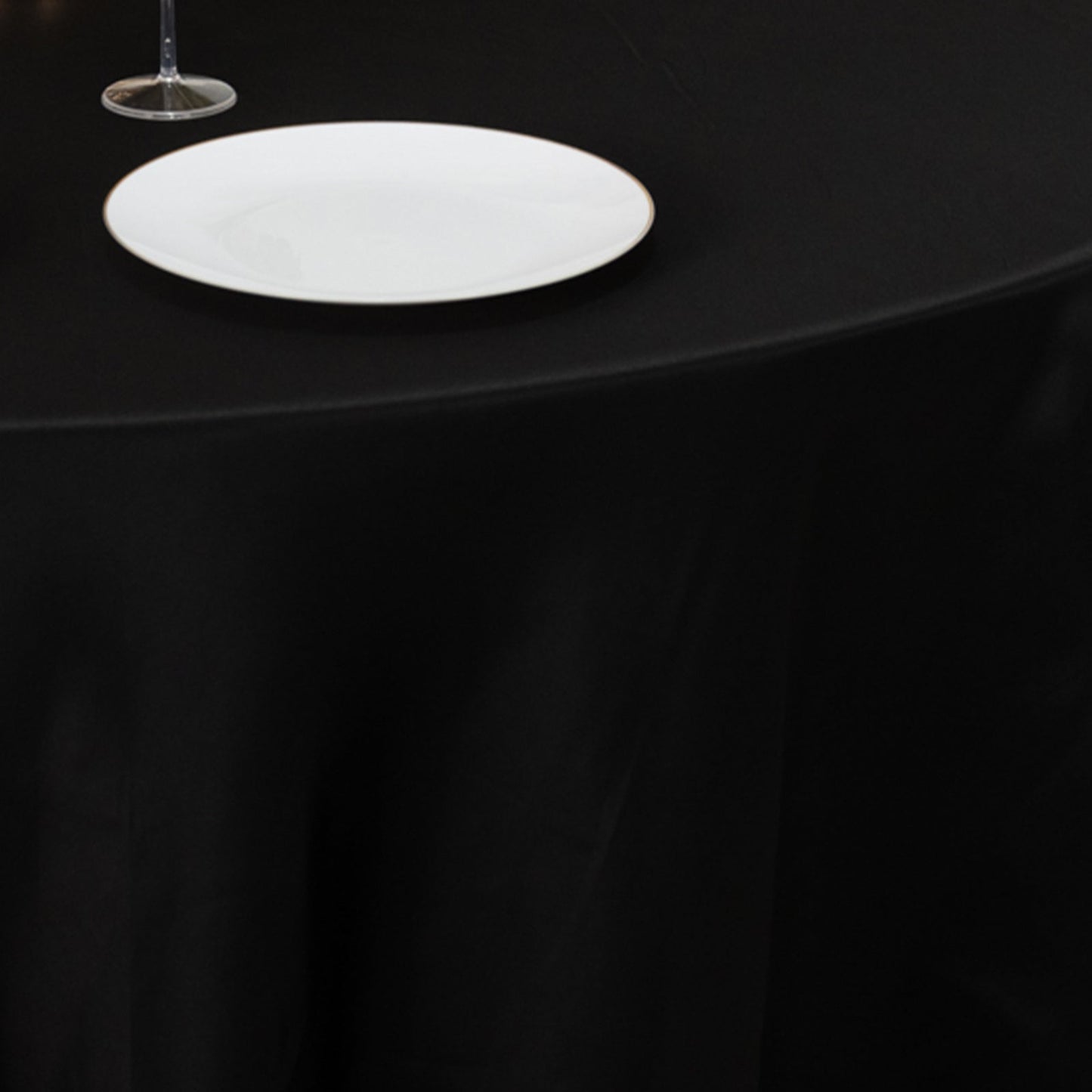 Lamour Satin 120" Round Tablecloth Black - Seamless Table Cover with Soft Tempered Sheen for Upscale Gatherings