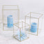 Set of 3 Candle Holders Acrylic Flower Display Boxes with Gold Rims Clear - Decorative Pillar Centerpieces 6", 8", 10"