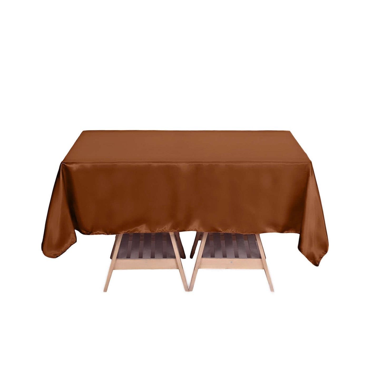 Satin 72"x72" Table Overlay Square Tablecloth Cinnamon Brown - Smooth Finish Table Cover