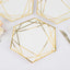 25-Pack Paper 7" Hexagon Dessert Plates in White with Gold Geometric Lines & Rim - Stylish Disposable Geometric 300GSM Appetizer Salad Plates for Events & Banquets