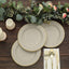 25-Pack Paper 8" Round Dessert Plates in Taupe Sunray Design with Gold Rim - Disposable Heavy Duty 350GSM Appetizer Salad Plates