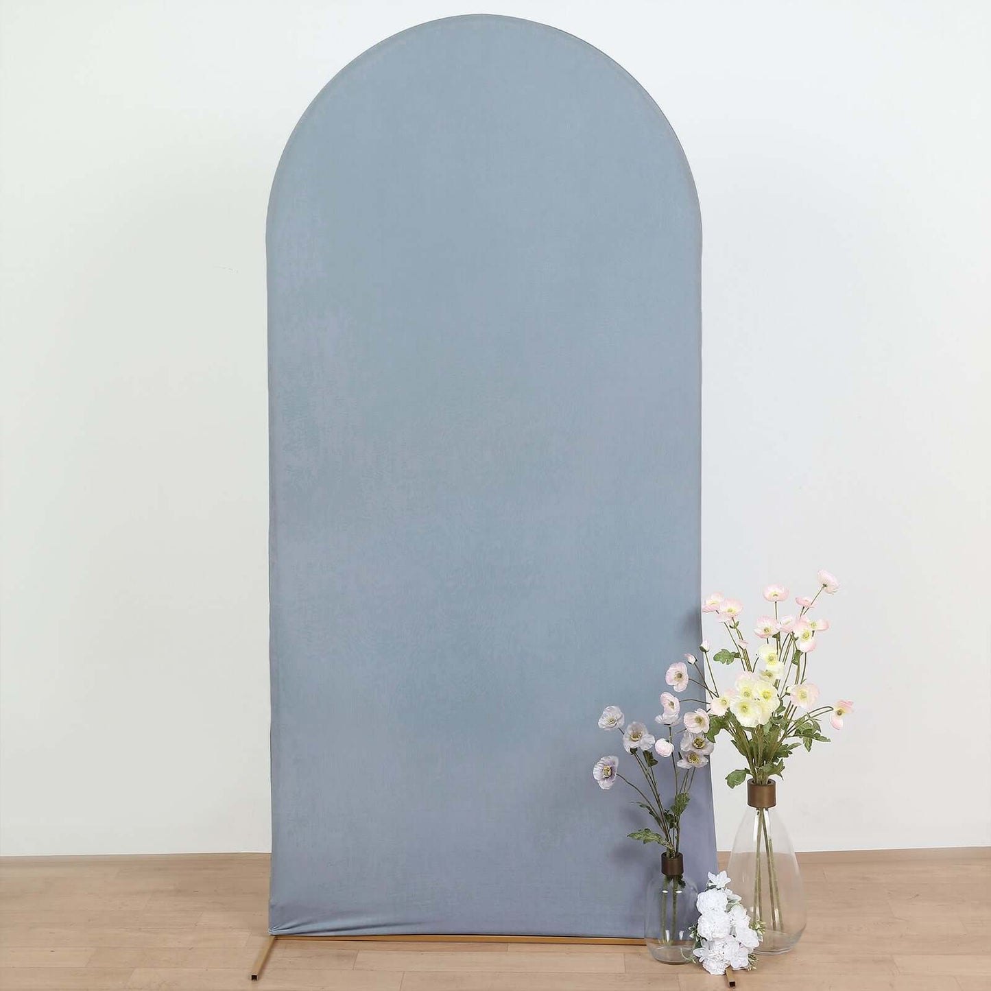 7ft Matte Dusty Blue Spandex Fitted Chiara Backdrop Stand Cover For Round Top Wedding Arch