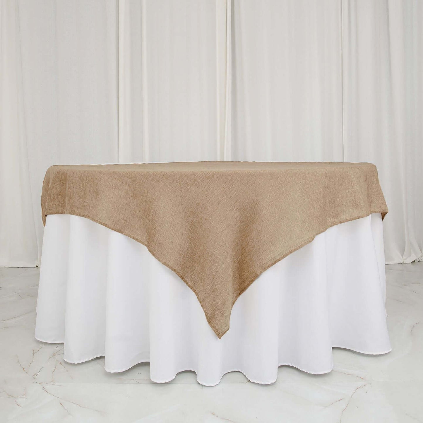 Faux Burlap Jute 54"x54" Table Overlay Square Tablecloth Natural - Rustic Event Table Linen