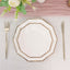 25-Pack Paper 9" Decagon Dinner Plates in White with Gold Foil Rim - Disposable Geometric Party Plates for Modern Weddings & Events