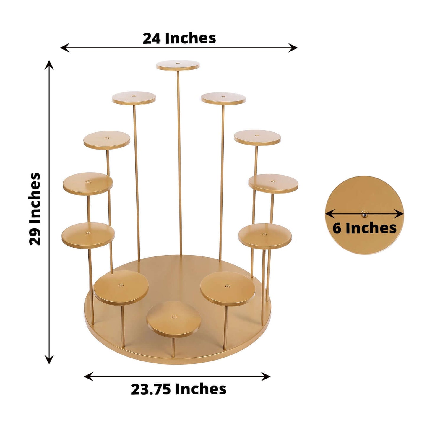 Metal Cake Stand with 12-Arm Tiered Cupcake Holders Gold - Layered Dessert Display Tower Centerpiece for Luxurious Weddings Gala Events & Dessert Buffets 29"