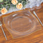 10-Pack Plastic 8" Square Dessert Plates in Clear with Gold Wavy Rim Modern - Disposable Salad Appetizer Party Plates