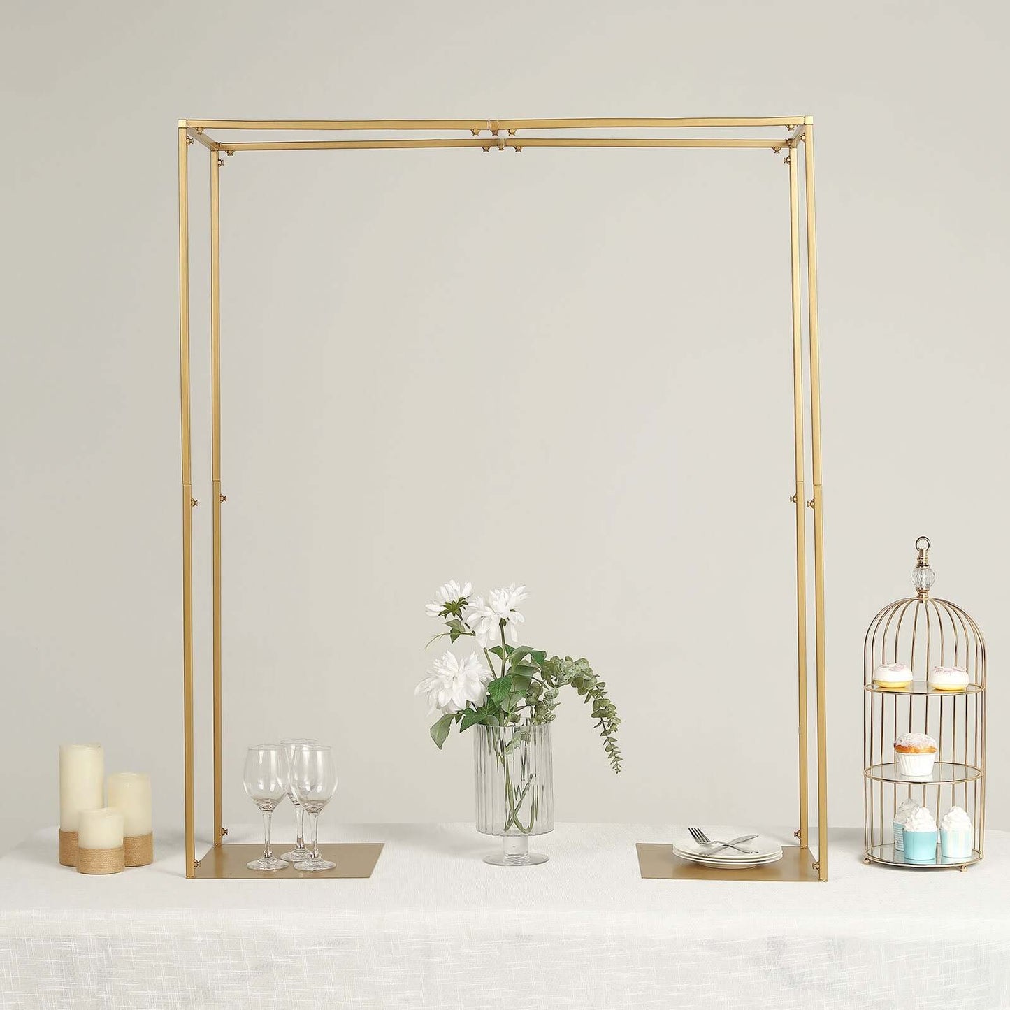 Adjustable Flower Arch Gold Metal Over-The-Table Frame - Wedding Display 48" Tall