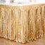 Metallic Foil Fringe Table Skirt Matte Gold with Self Adhesive Backing - Durable Tinsel Skirt for Parties 30"x9ft