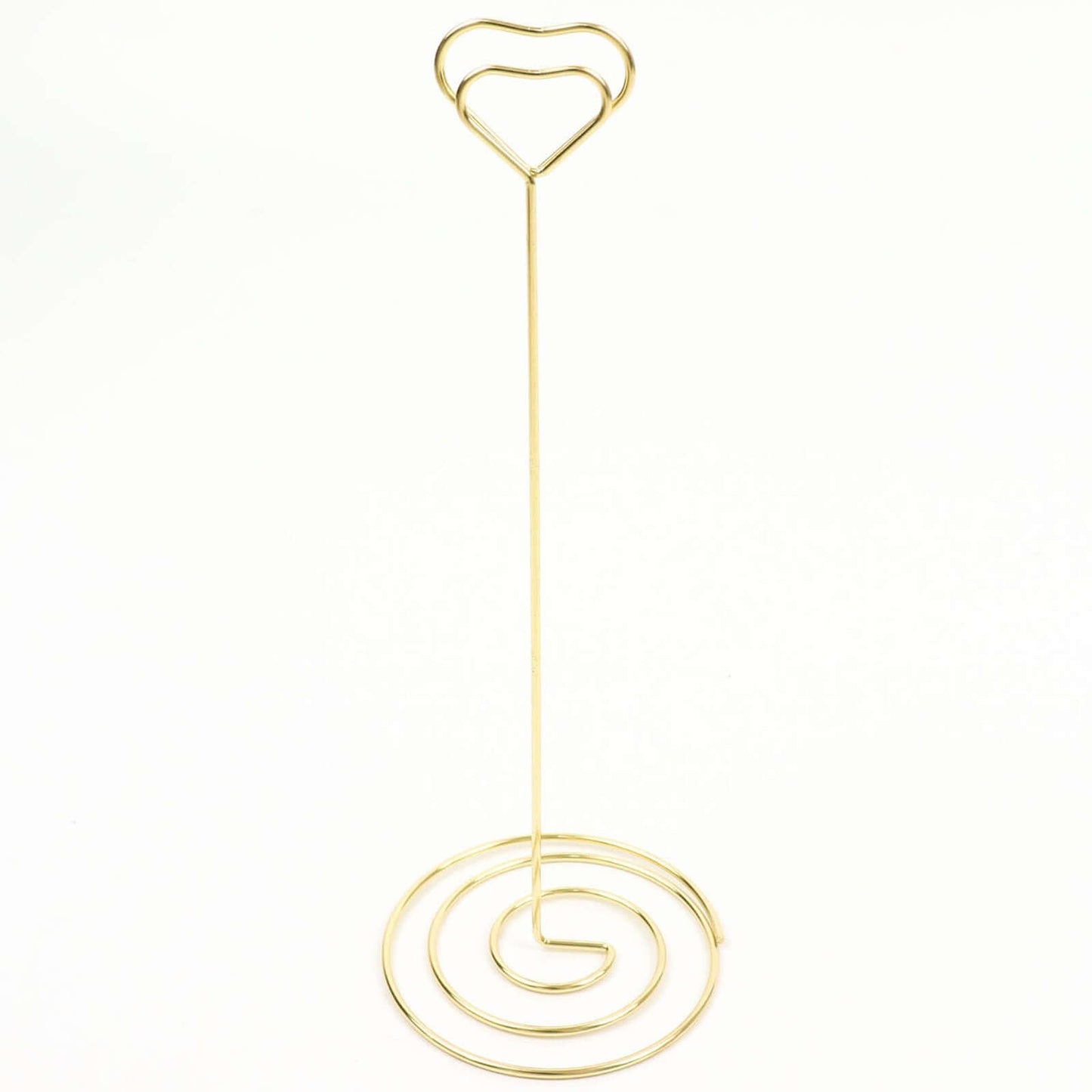 10-Pack Metal Card Holder Stands Heart Design Gold - Table Number Stands and Wedding Place Card Menu Clips 8"