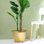 14" Gold Shiny Finished Rim Large Barrel Planter Pot, Indoor Outdoor Decorative Flower Pot