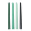 12-Pack Taper Candles Premium Wax Design Mixed Green - Unscented Candles for Sophisticated Decor 10"