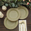 25-Pack Paper 8" Round Dessert Plates in Khaki Sunray Design with Gold Rim - Disposable Heavy Duty 350GSM Appetizer Salad Plates