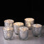 6-Pack Mercury Glass Votive Candle Holders Metallic Silver with Assorted Geometric Designs - Tealight Holders 3"