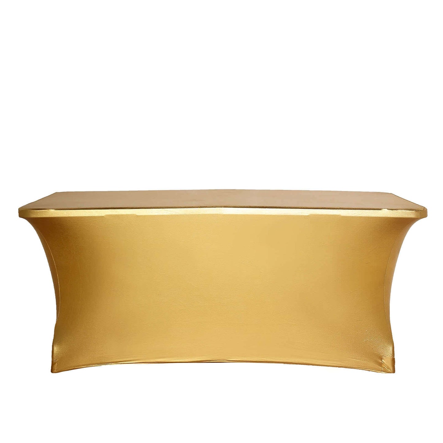 Stretch Spandex 72"x30" Rectangle Tablecloth Metallic Gold - Glamorous Form-Fitting Table Cover for Upscale Gatherings