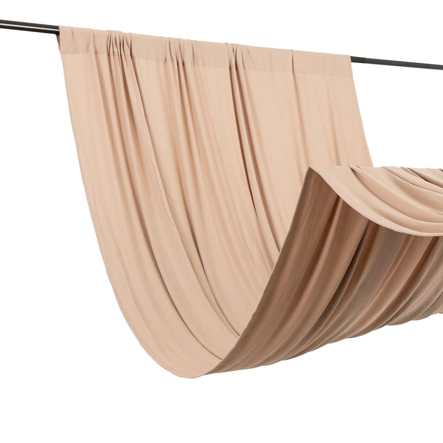 Nude 4-Way Stretch Spandex Event Curtain Drapes, Wrinkle Free Backdrop Event Panel with Rod Pockets - 5ftx14ft
