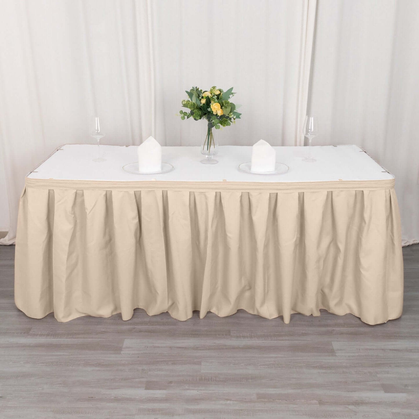 Polyester 21ft Table Skirt Nude - Classic Pleated Design