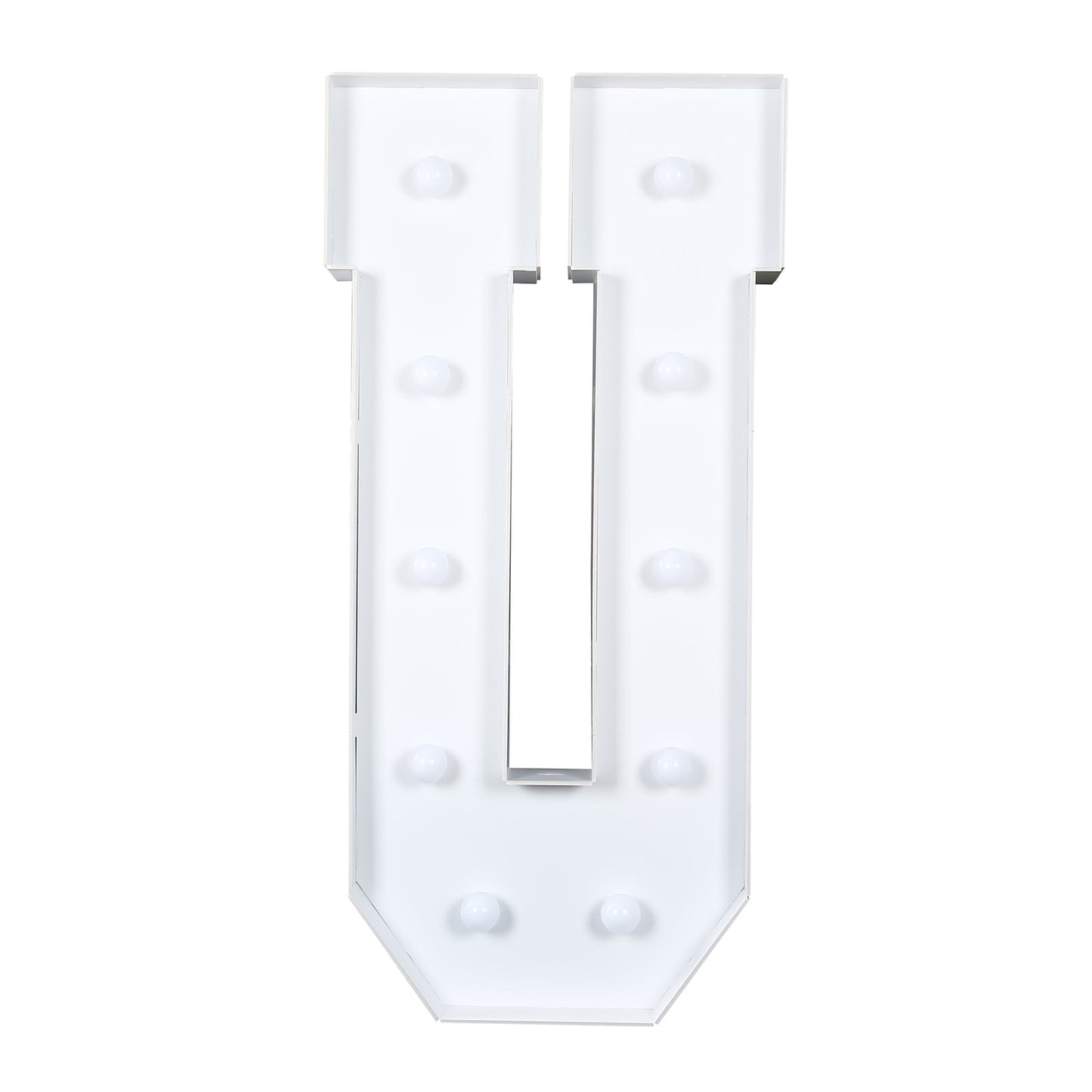 Giant LED Marquee Light Up Letter "U", White 4ft Pre-Cut Foam Board with 10 Warm White Battery Operated LEDs, Glue Gun and Sticks