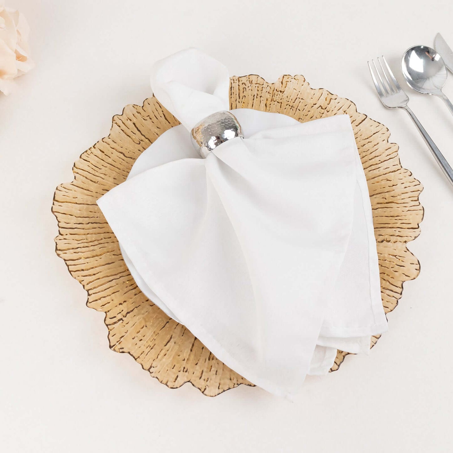 6-Pack Acrylic Plastic Round Charger Plates 13" in Amber Gold with Reef Design, Dinner Charger Tableware