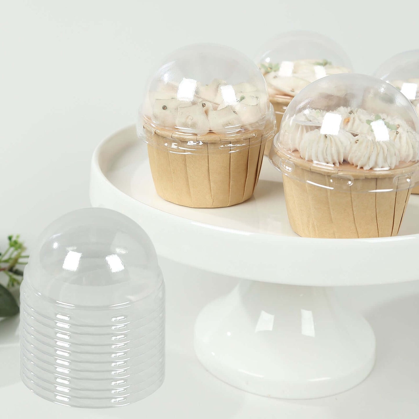 50-Pack Plastic Dome Lids For Cupcake Liners Clear - Food Safe Disposable Baking Cake Cup Lids for Dessert Buffets Bakery Displays & Party Favors 3"