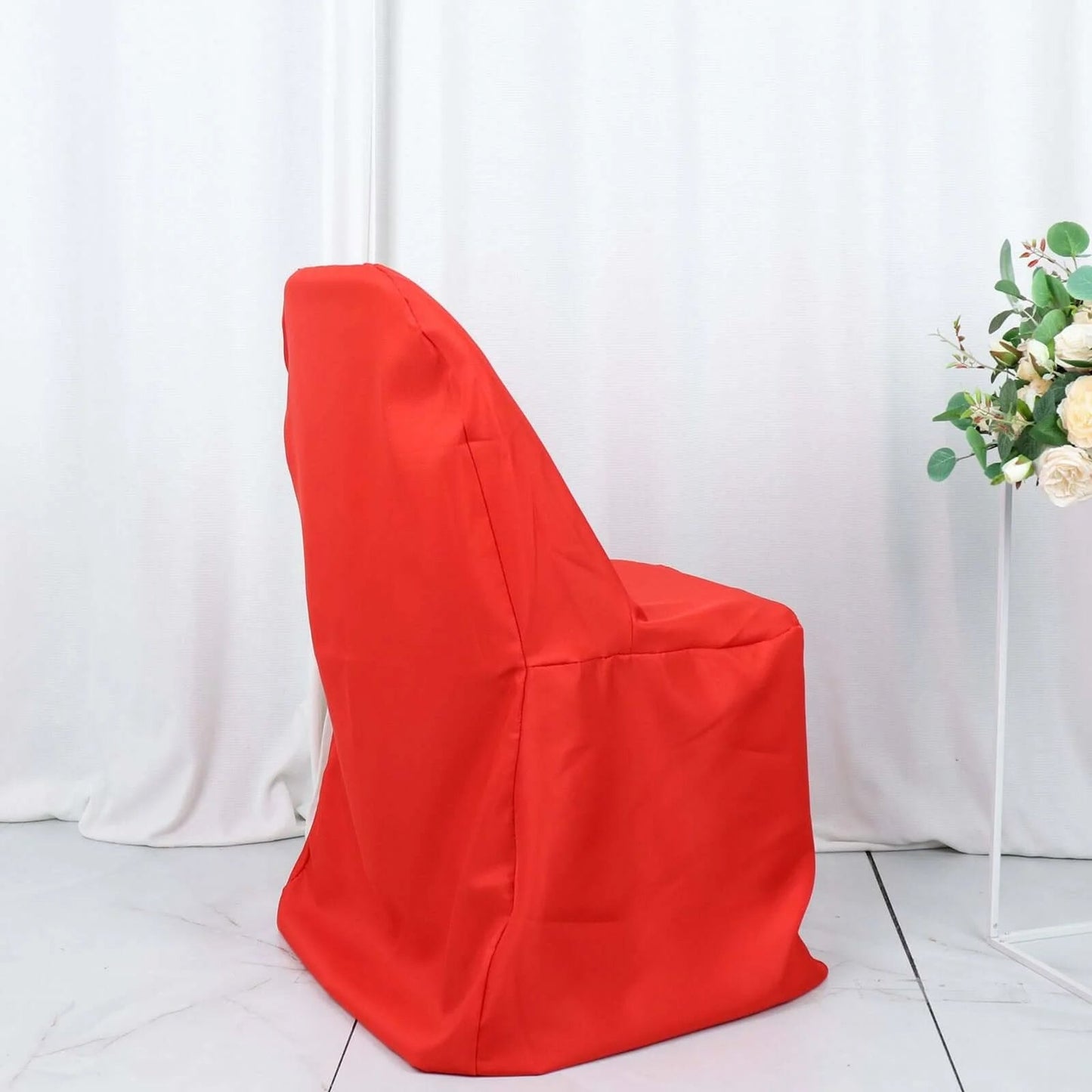 10 Pack Polyester Chair Covers for Folding Chairs Red - Wrinkle-Free Stain-Resistant Slip-On Slipcovers