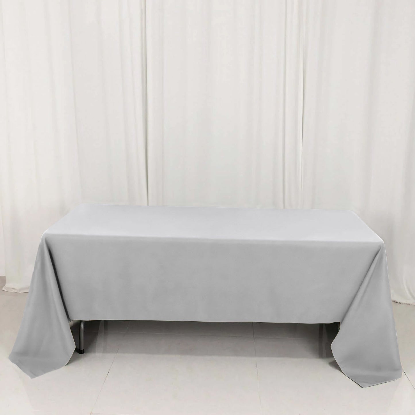 Premium Polyester 60"x126" Rectangle Tablecloth Silver - Stain-Resistant 220GSM Finish Table Cover