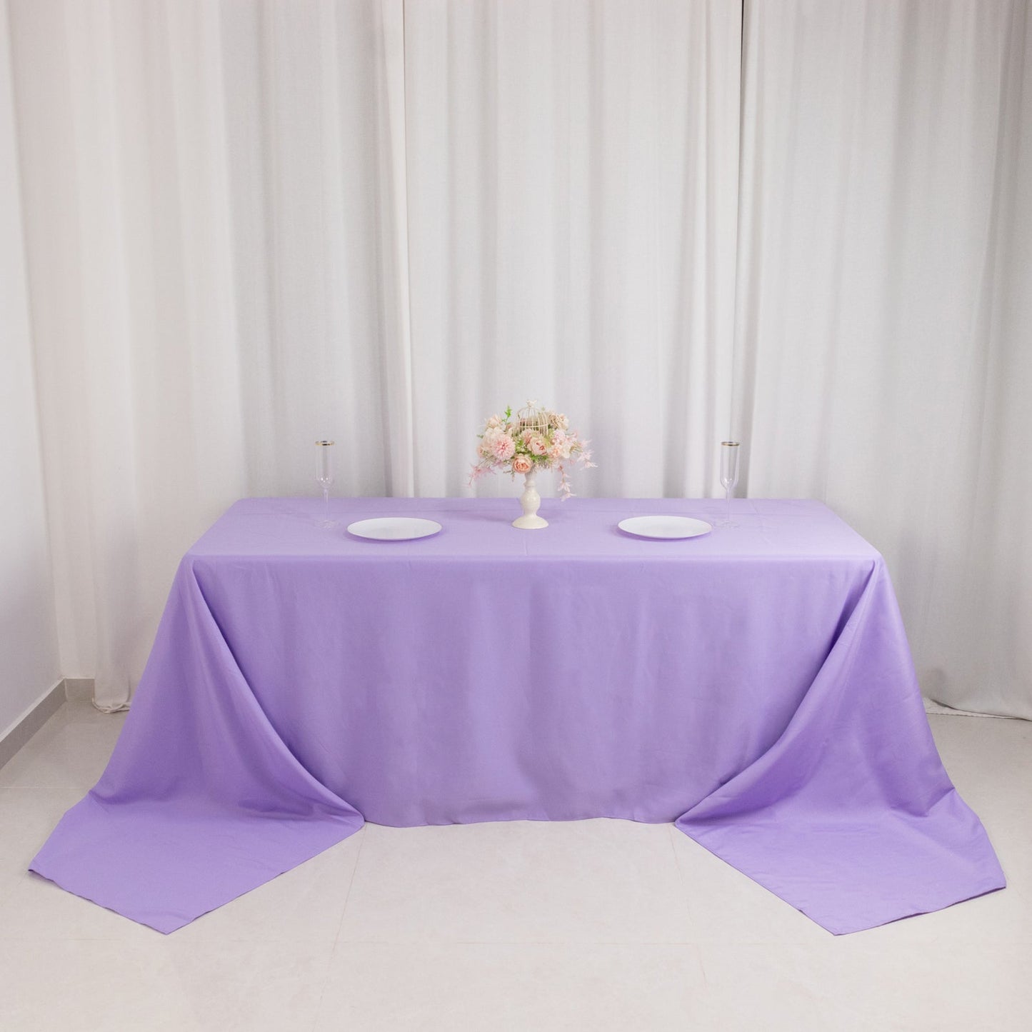 Premium Polyester 90"x156" Rectangle Tablecloth Lavender Lilac - Seamless 220GSM Stain-Resistant Table Cover