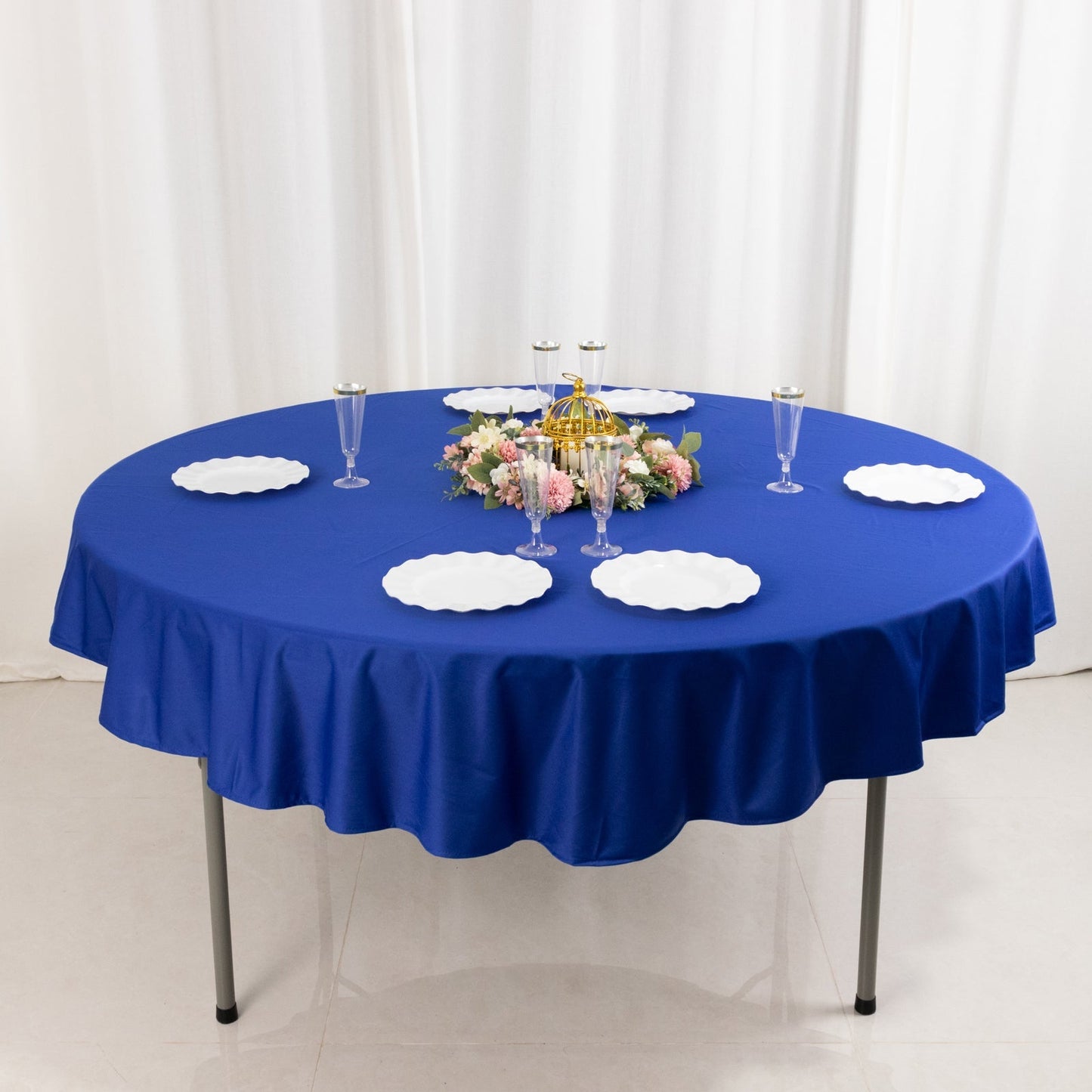 Scuba Round 70" Tablecloth Royal Blue - Wrinkle Free & Stain Resistant Table Cover