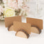 Set of 10 Wood Place Card Holders Rustic Semicircle Design Natural with Brown Paper - Wedding Table Number Display 2.5"