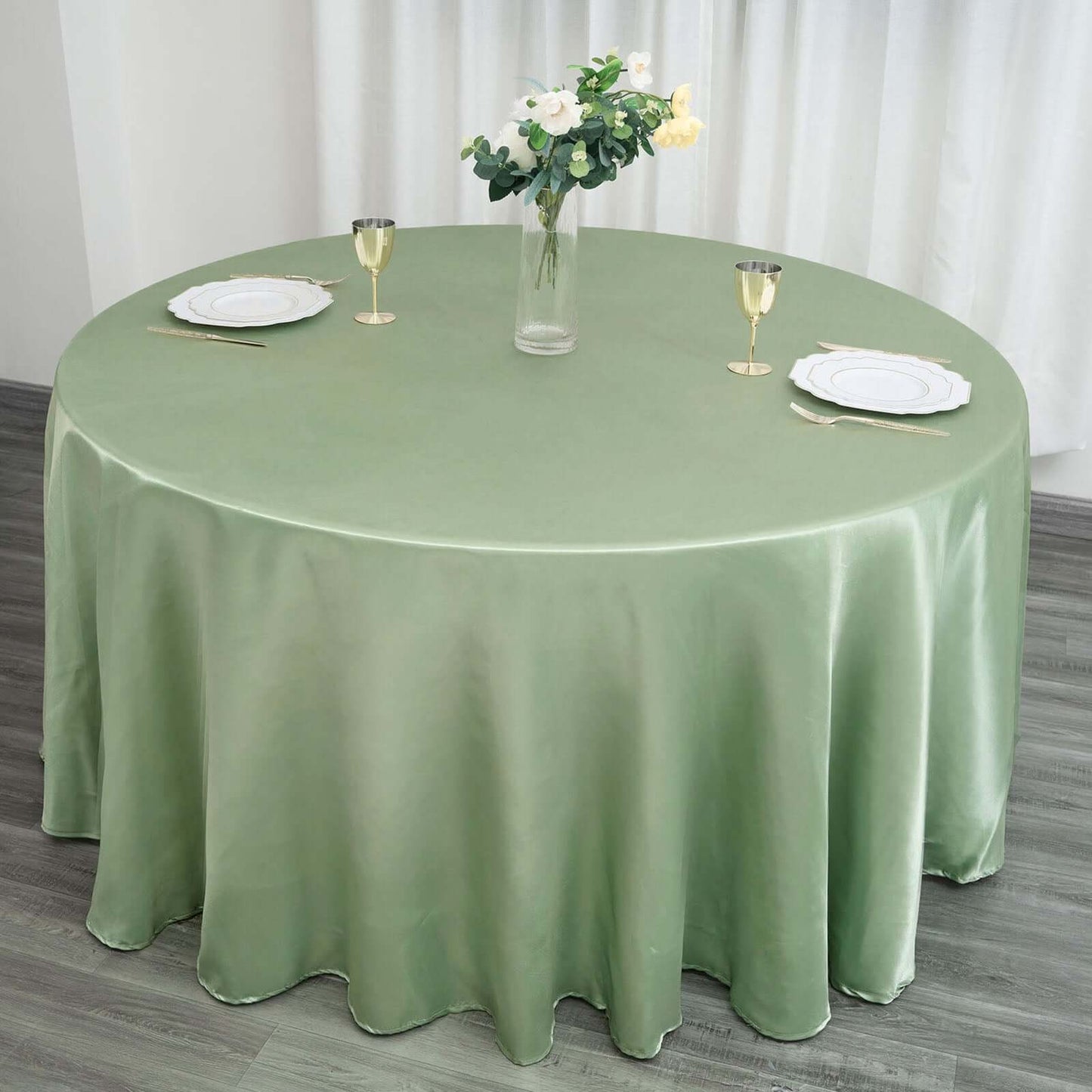 Satin 120" Round Tablecloth Sage Green - Stylish Seamless Table Cover