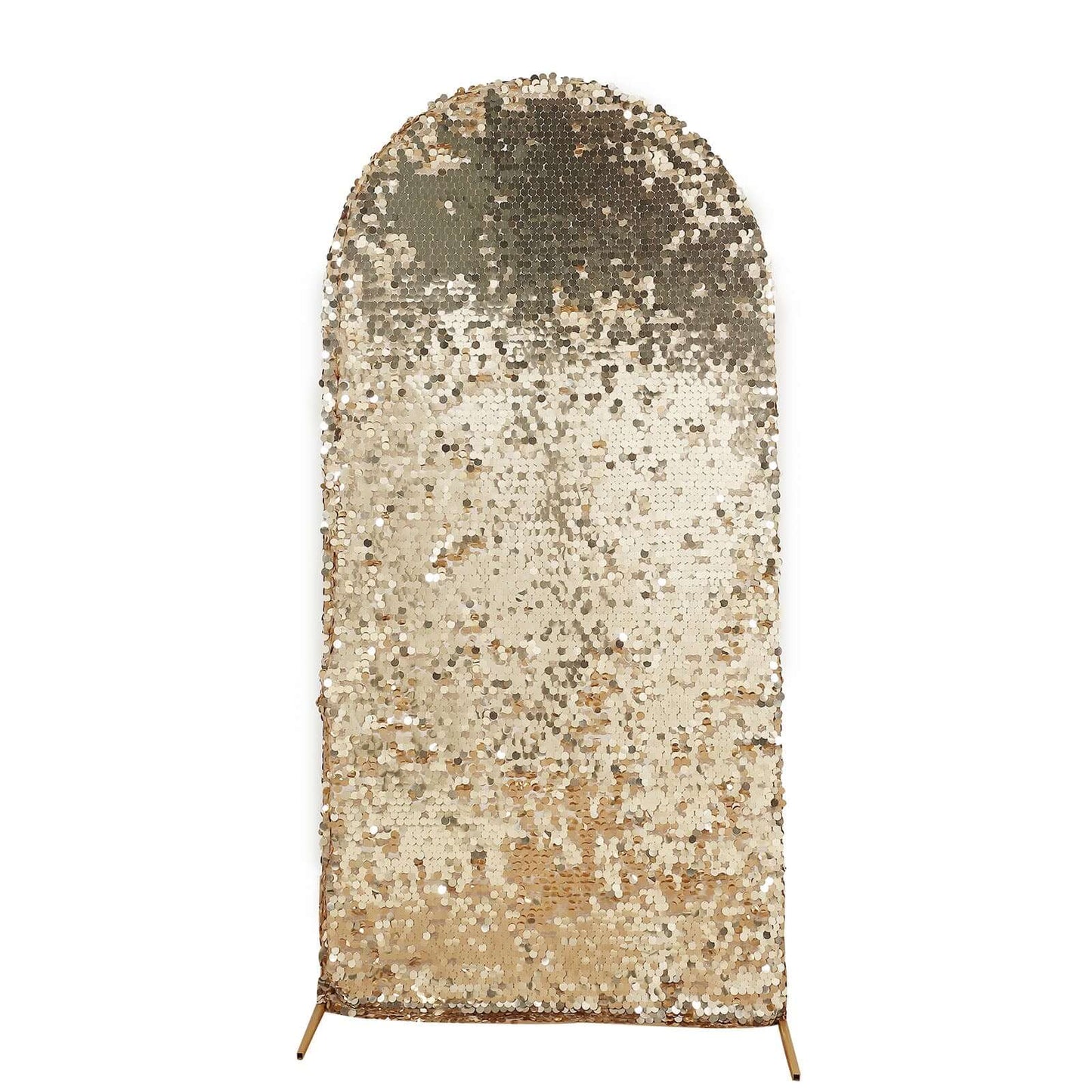 7ft Sparkly Champagne Double Sided Big Payette Sequin Chiara Backdrop Stand Cover For Fitted Round Top Wedding Arch