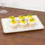 6-Pack Rectangular Acrylic Serving Trays White with Gold Beaded Rim - Food and Dessert Platters 9"x13"