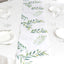 Disposable Table Runner 11"x108" White with Green Olive Leaves Print - Non-woven Stylish Spring Summer Dining Decor