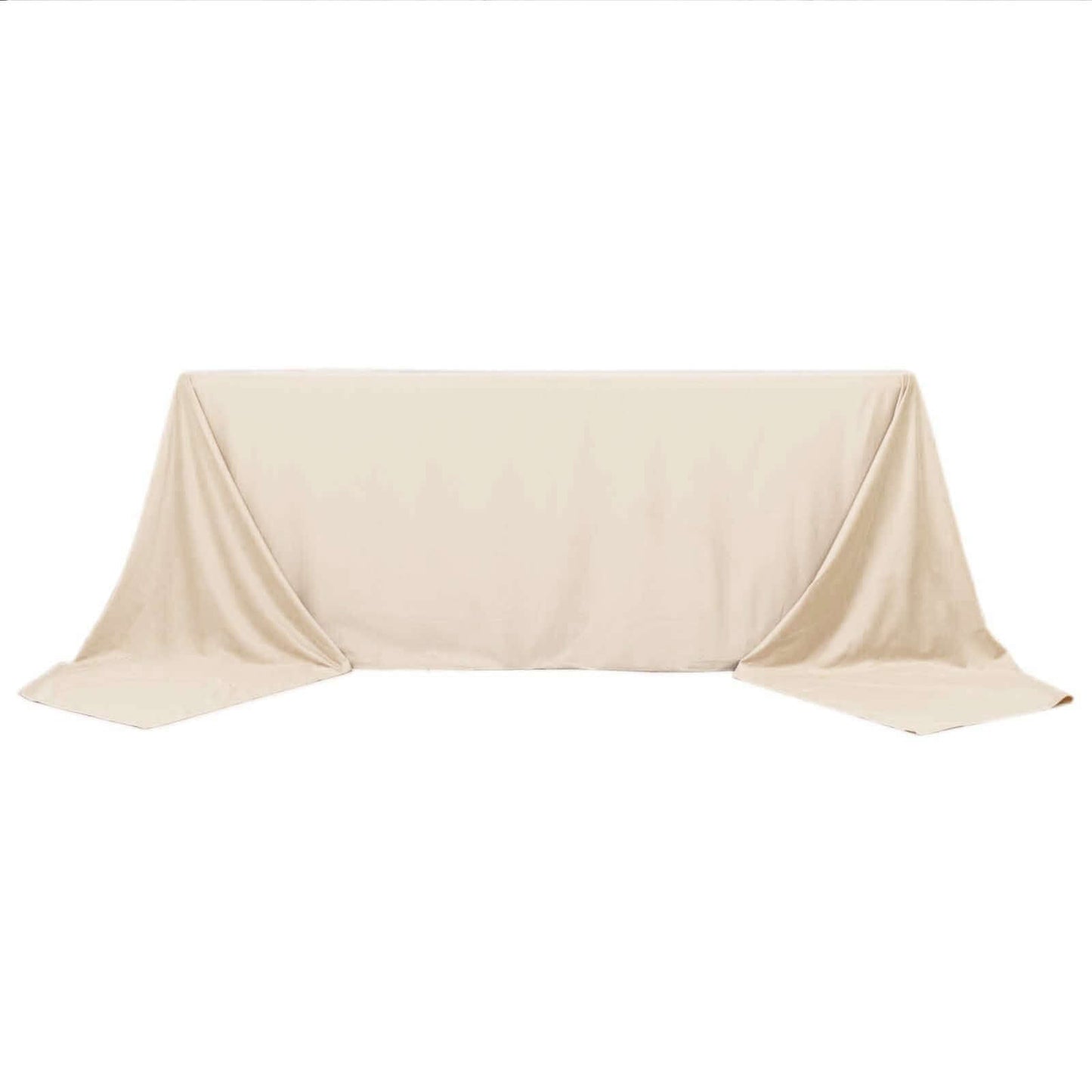 Scuba Rectangular 90"x156" Tablecloth Beige - Wrinkle Free, Stain Resistant & Seamless Table Cover