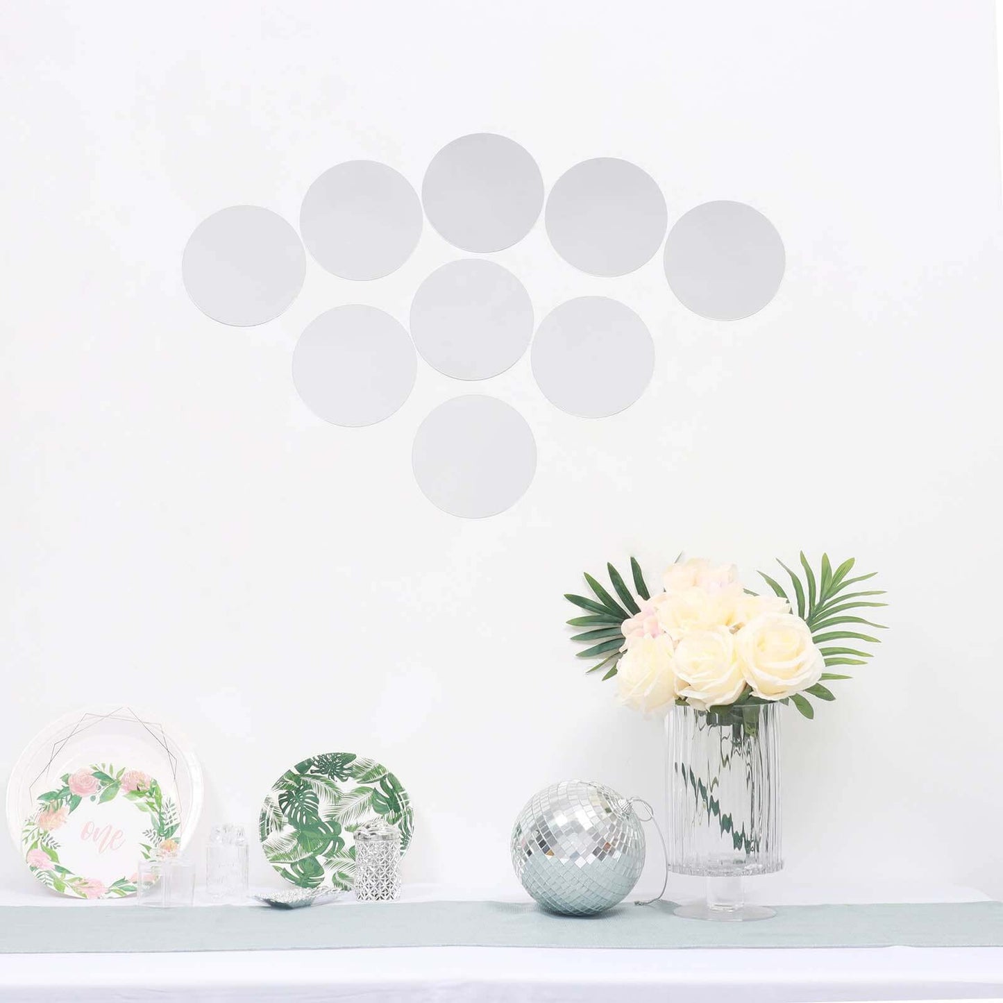 12 Pack Round Acrylic Mirror Wall Stickers, 6" Removable Wall Decals For Home Decor