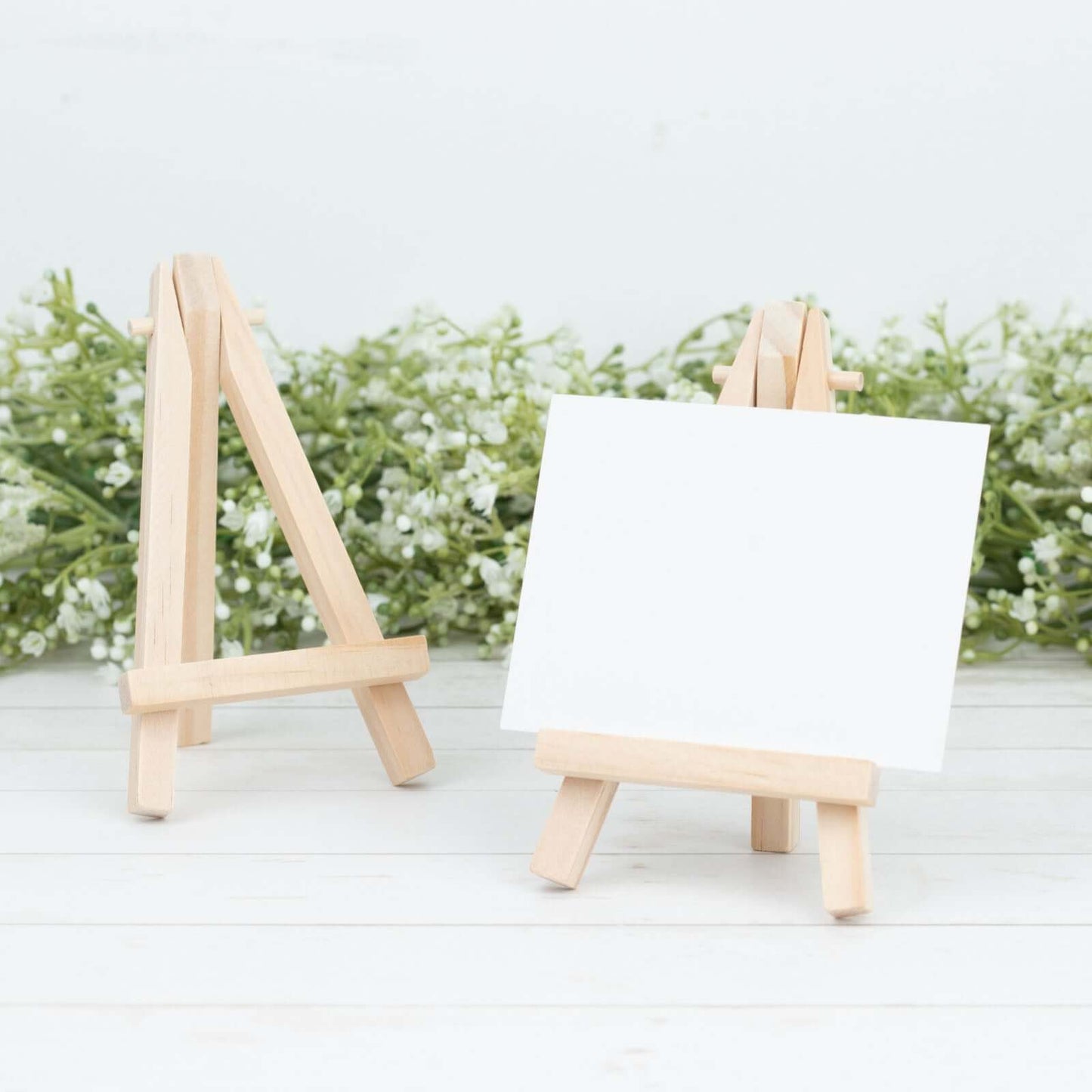 10-Pack Wooden Display Easel Stands DIY Mini Design Natural - Rustic Place Card Table Number Holders 5"